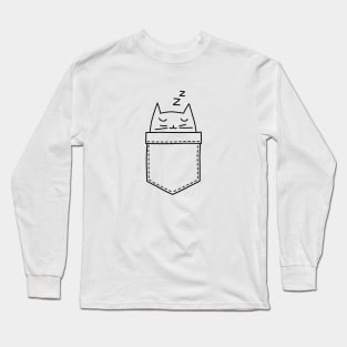 Cat sleeping in the pocket Long Sleeve T-Shirt